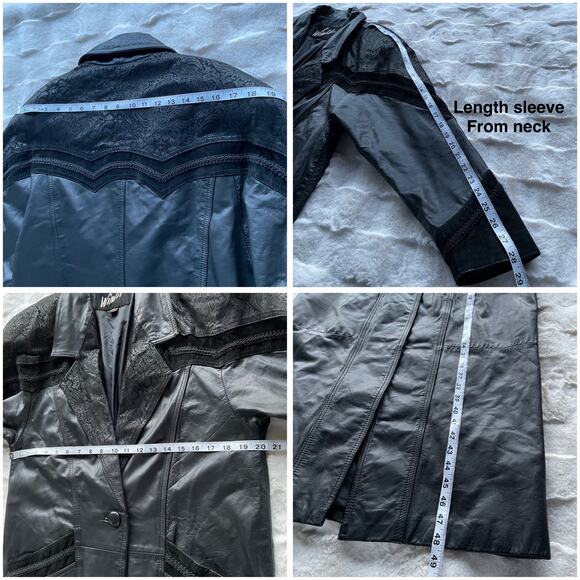 š„Vintage 80s Winlit Baroque Paisley Leather Long Duster Coat Gothic Steampunk M - Picture 16 of 16